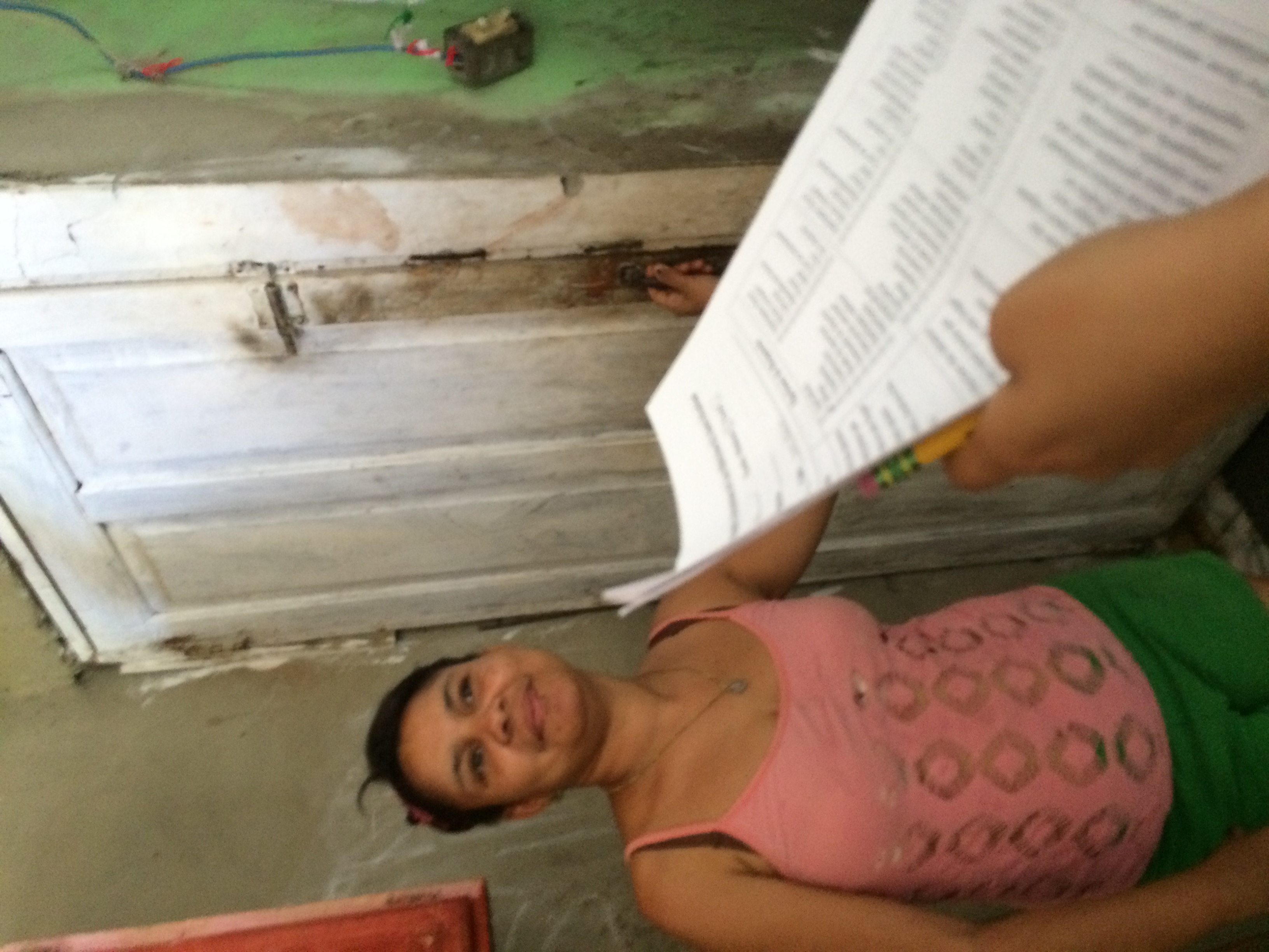 Survey being given to local in Las Malvinas